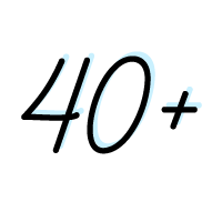 the number forty with a plus sign